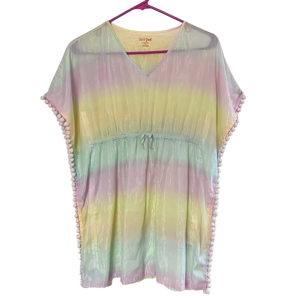 CAT & JACK • Ombré Shimmer Colorful Pom Pom Swim Coverup